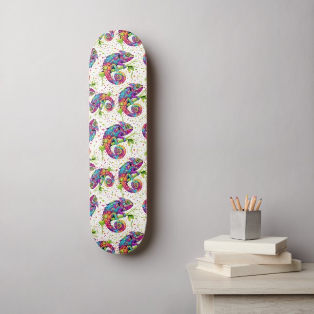 Chameleon Paint Stains Wasserfarbe Stil Skateboard (Wandkunst)