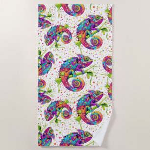 Chameleon Paint Stains Wasserfarbe Stil Strandtuch