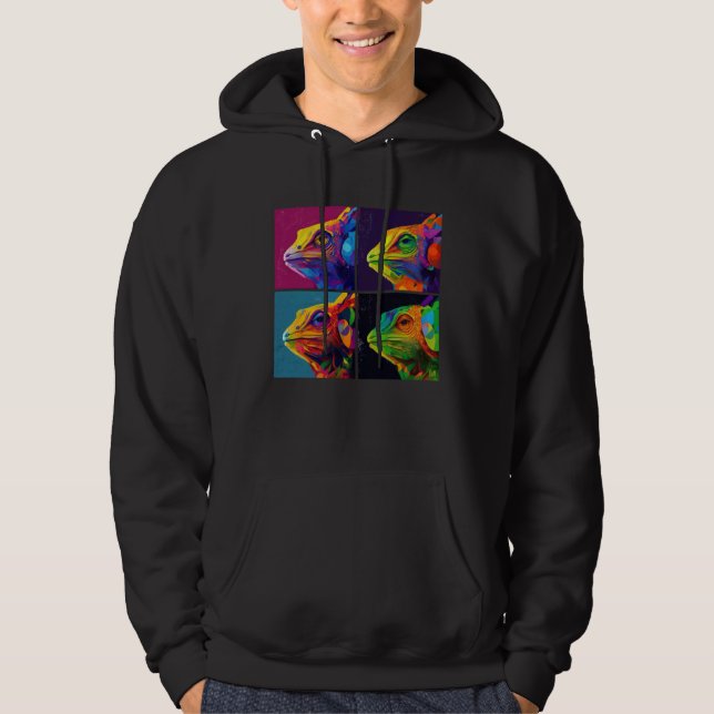 Chameleon Pop Illustration Colorful Animal Women   Hoodie (Vorderseite)