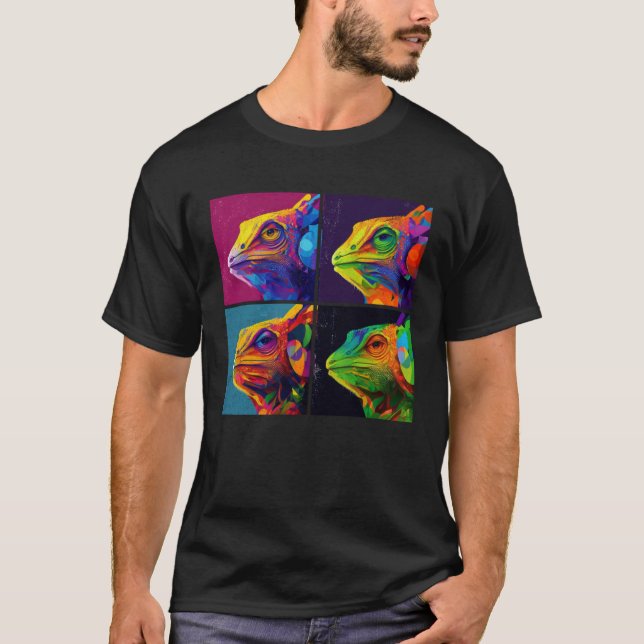 Chameleon Pop Illustration Colorful Animal Women   T-Shirt (Vorderseite)