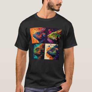 Chameleon Pop Illustration Farbige Tierfrauen T-Shirt