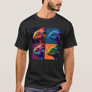 Chameleon Pop Illustration Farbige Tierfrauen T-Shirt
