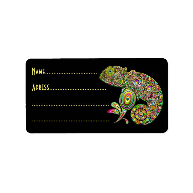 Chameleon Psychedelic Fantasy Adressaufkleber (Vorne)