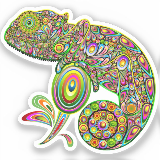 Chameleon Psychedelic Fantasy Aufkleber (Vorderseite)