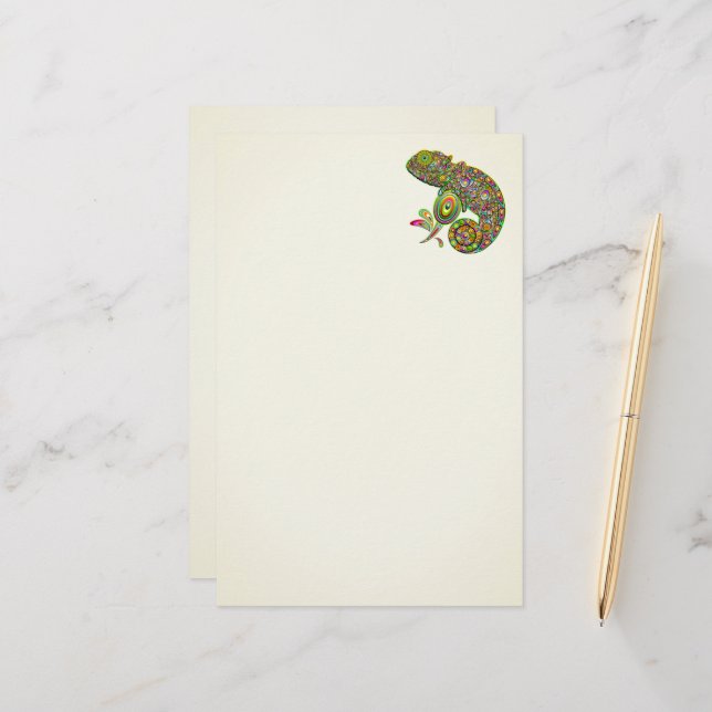 Chameleon Psychedelic Fantasy Briefpapier (Vorderseite/Rückseite Beispiel)
