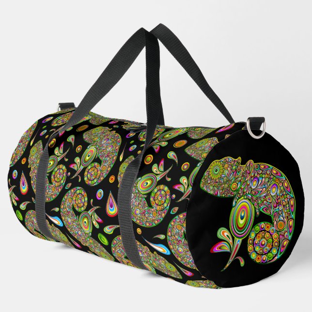 Chameleon Psychedelic Fantasy Duffle Bag (Linke Ecke)