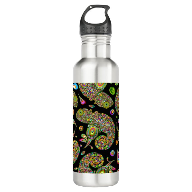 Chameleon Psychedelic Fantasy Edelstahlflasche (Vorderseite)