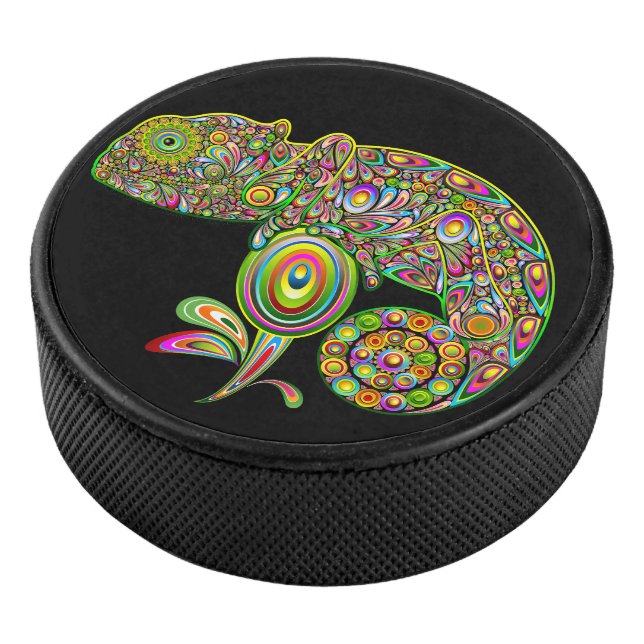 Chameleon Psychedelic Fantasy Eishockey Puck (3/4)