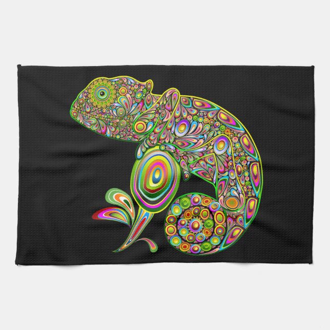 Chameleon Psychedelic Fantasy Geschirrtuch (Horizontal)