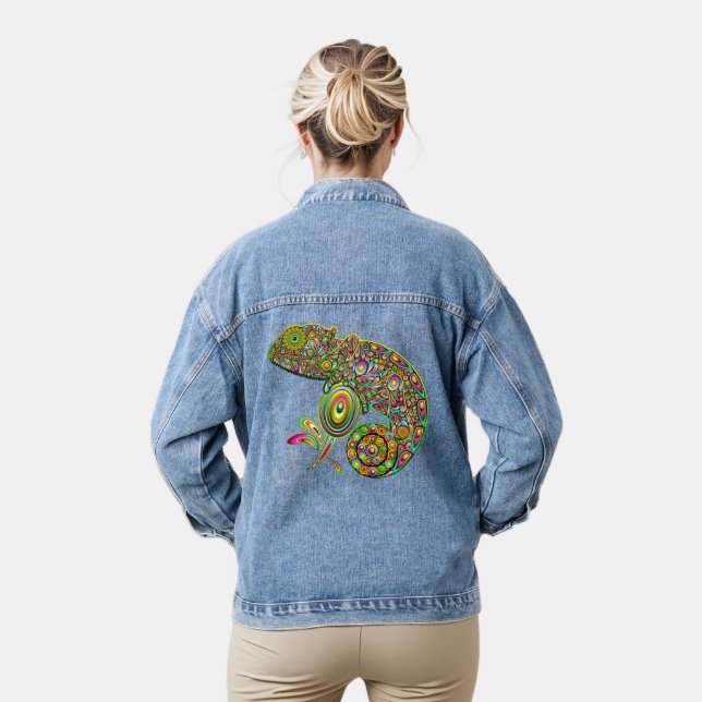 Chameleon Psychedelic Fantasy Jeansjacke (Modell)