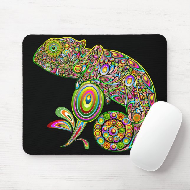Chameleon Psychedelic Fantasy Mousepad (Mit Mouse)