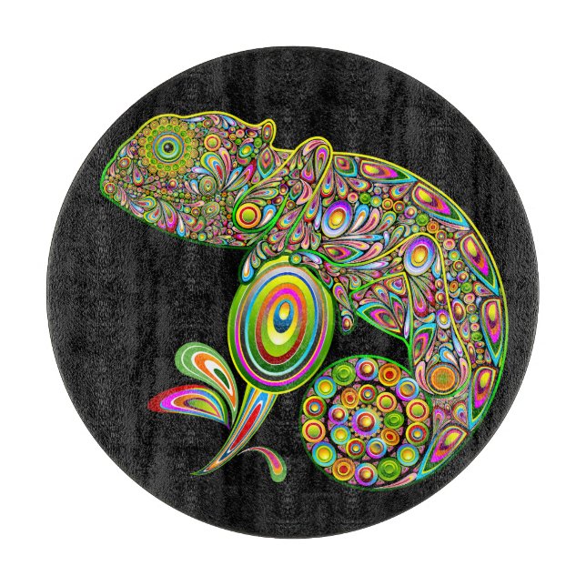 Chameleon Psychedelic Fantasy Schneidebrett (Vorderseite)