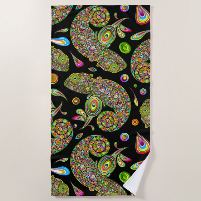 Chameleon Psychedelic Fantasy Strandtuch (Vorderseite)