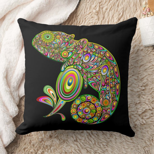 Chameleon Psychedelic Fantasy Throw Kissen (Decke)