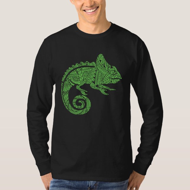 Chameleon Reptile Animal Aztec Maya Maori Tribal P T-Shirt (Vorderseite)