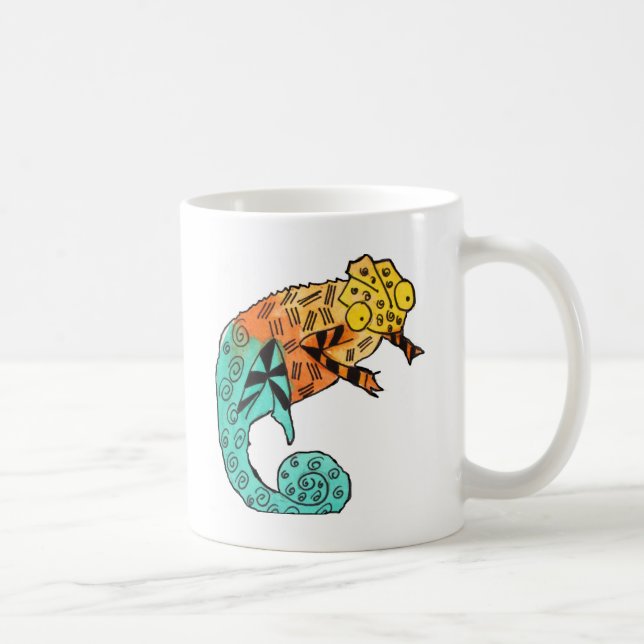 Chameleon Reptile Art Illustration Tasse (Rechts)