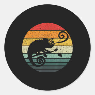 Chameleon Retro Sonnenuntergang Vintages Design Runder Aufkleber