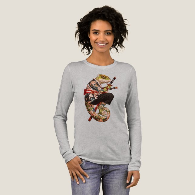 Chameleon Samurai - Tattooed Warrior mit Katana Tri-Blend Shirt (Volle Vorderseite)