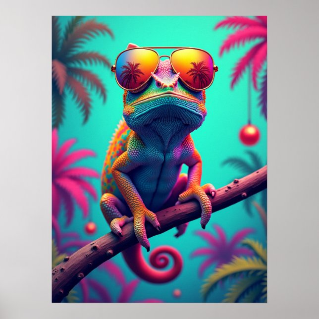Chameleon Shades - Pop Art Fashion Meme Pet Poster (Vorne)