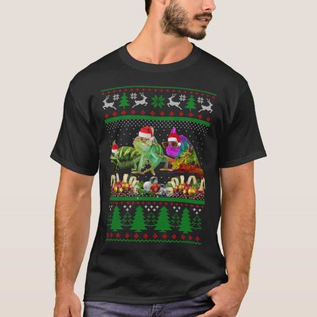 Chameleon Ugly Christmas Sweater T-Shirt (Vorderseite)