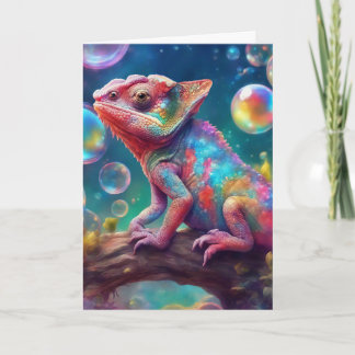 Chameleon with bubbles karte
