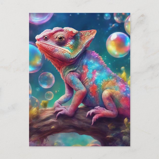 Chameleon with bubbles postkarte (Vorderseite)