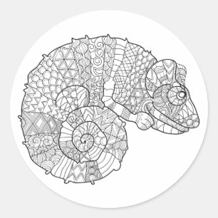Chameleon Zendoodle Runder Aufkleber