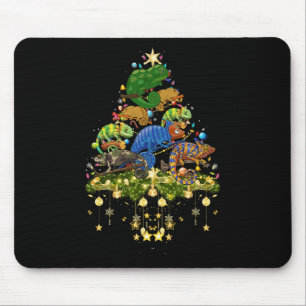 Chameleons Christmas Tree Lights Holiday Chameleon Mousepad