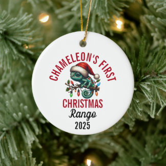 Chameleons erstes Weihnachten 2025 Keramik Ornament