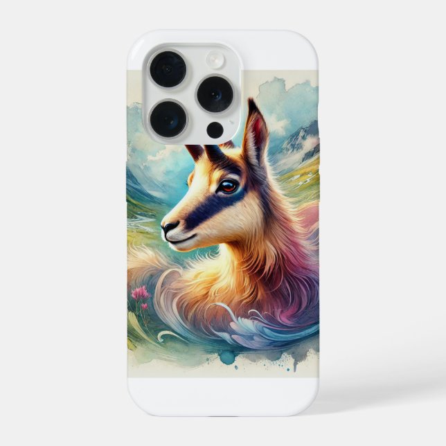 Chamois in the Alpine Light 061024AREF130 - Waterc iPhone Hülle (Rückseite)