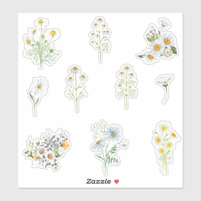 Chamomile-Blume Aufkleber (Blatt)