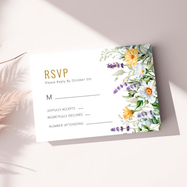Chamomile & Eucalyptus Wedding RSVP Cards Karte (Von Creator hochgeladen)