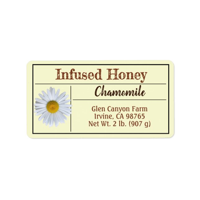 Chamomile Herb Infused Honey Jar Adressaufkleber (Vorne)