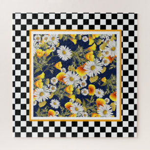 Chamomiles and Poppies Checkerboard Jigsaw Puzzle