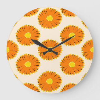 Chamomiles: Vintages Muster. Große Wanduhr