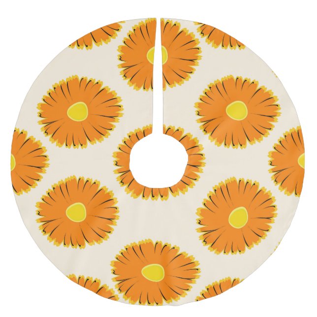 Chamomiles: Vintages Muster. Polyester Weihnachtsbaumdecke (Vorderseite)