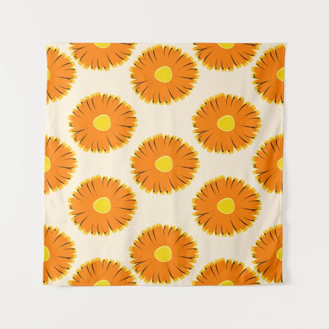 Chamomiles: Vintages Muster. Wandteppich (Vorderseite)