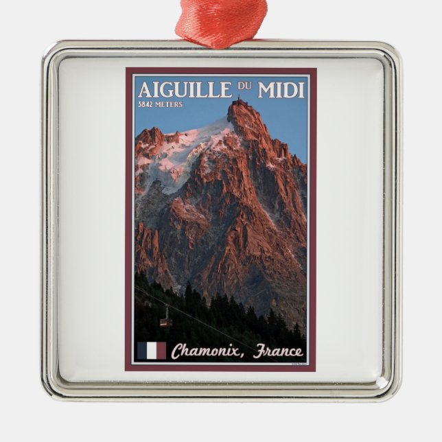 Chamonix - Aiguille DU Midi Silbernes Ornament (Vorne)