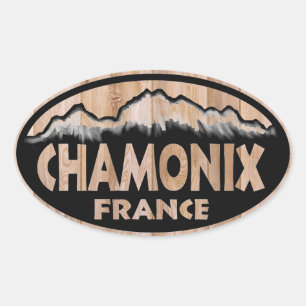 Chamonix France Holzschild ovale Aufkleber