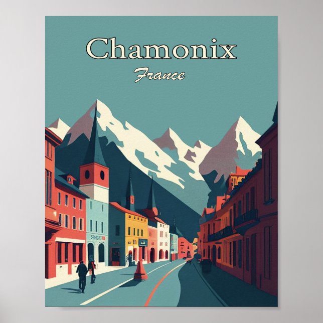 Chamonix France Minimalistisch Vintag Art Poster (Vorne)