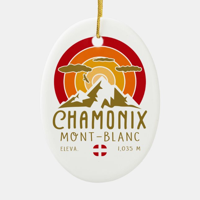 Chamonix France Mont Blanc Alpen Skifahren Keramik Ornament (Vorne)