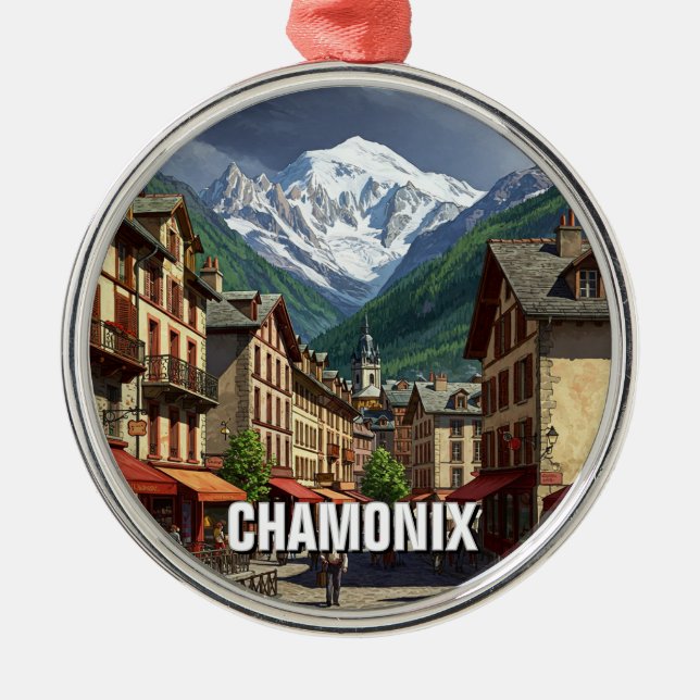 Chamonix France Mont Blanc Ornament Aus Metall (Vorne)