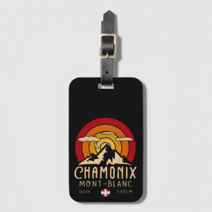 Chamonix France Retro Sunset Skiing Souvenirs 80er Gepäckanhänger