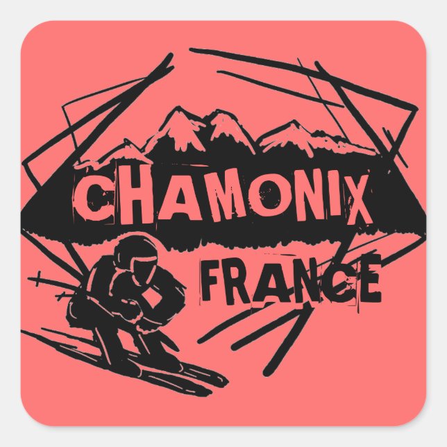 Chamonix France rosa Logo Art Aufkleber (Vorderseite)