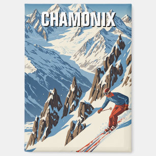 Chamonix France Skier Skiing Magnet