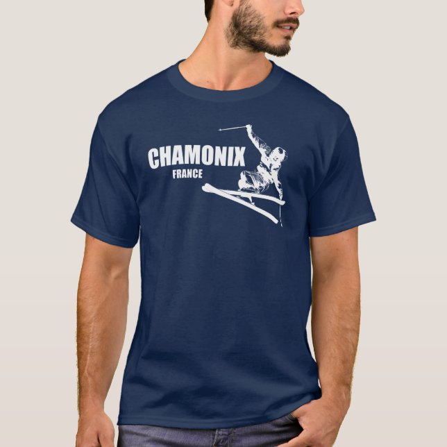 Chamonix France Skier T-Shirt (Vorderseite)
