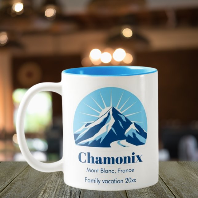 Chamonix France Skigebiet Souvenir Zweifarbige Tasse (Von Creator hochgeladen)