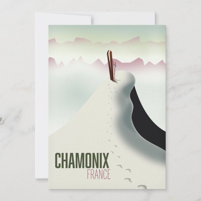Chamonix France-Skiposter Einladung (Vorderseite)