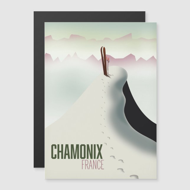Chamonix France-Skiposter Magnetkarte (Vorne/Hinten)