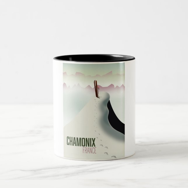 Chamonix France-Skiposter Zweifarbige Tasse (Mittel)